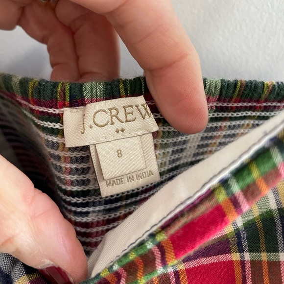 J. Crew Multicolor Plaid adjustable preppy babydoll tank top. - Picture 2 of 5